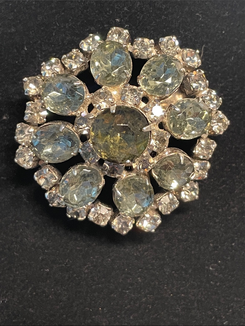 Sparkling Pale Green Crystal Floral Brooch - Women Jewelry
